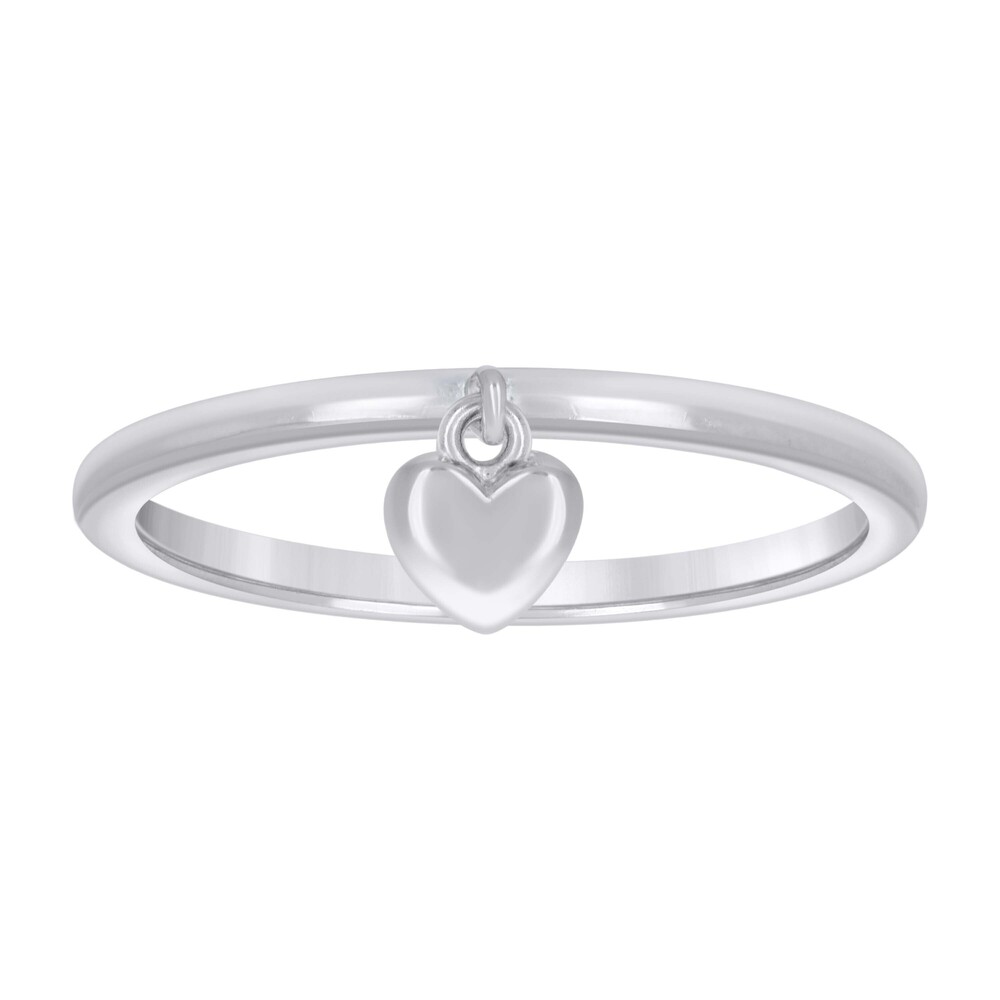 925 Sterling Silver Womens Heart Dangle Ring Size 6